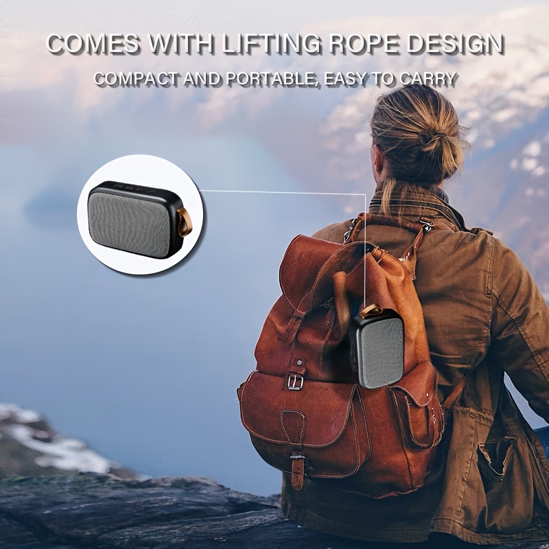 outdoor portable wireless stereo speaker supports hands free calls tf card usb connection to mobile phone tablet u disk wireless 5 0 speaker large volume ideal for outdoor camping travel party family with lifting rope for easy portability details 2