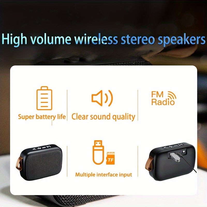 outdoor portable wireless stereo speaker supports hands free calls tf card usb connection to mobile phone tablet u disk wireless 5 0 speaker large volume ideal for outdoor camping travel party family with lifting rope for easy portability details 4