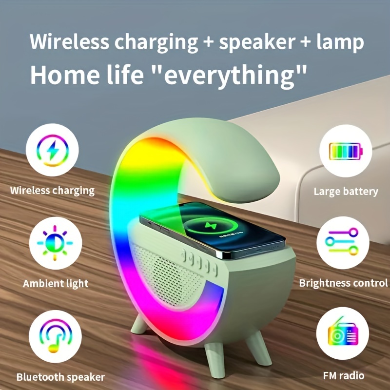 wireless charging speaker smart multi function speaker with wireless charging bedside lamp living room table lamp rhythm light bedroom dormitory gift details 2