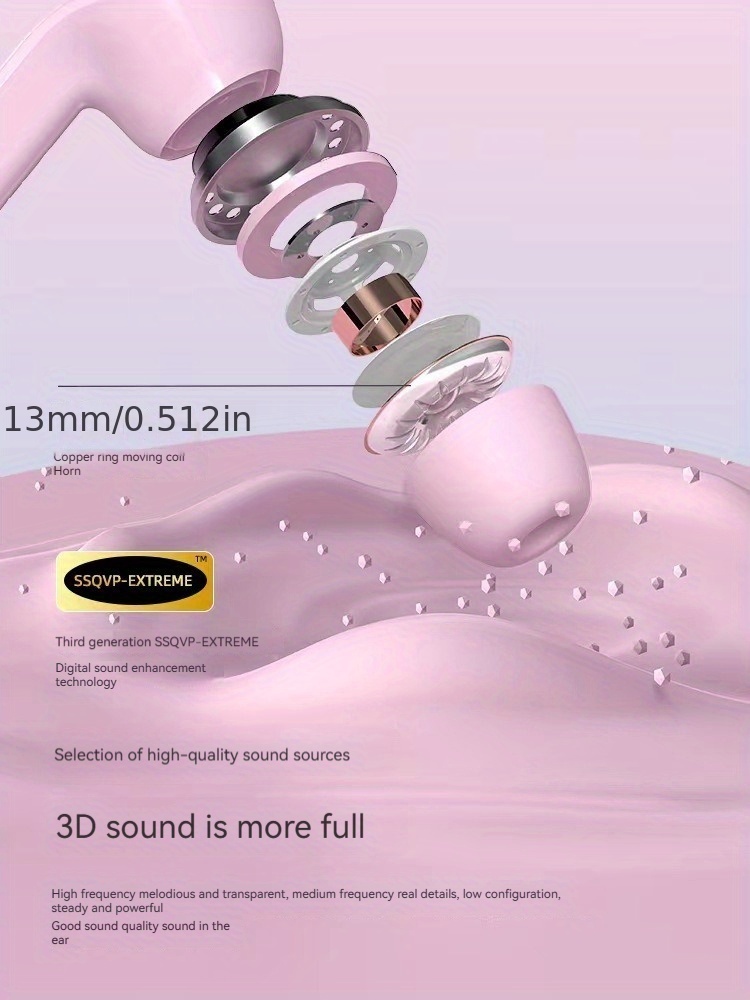 tws wireless 5 3 true wireless audio earphones ergonomically designed enc noise reduction macaron color scheme high definition transparent led power display wearable lanyard in ear earphones high battery life no delay in calls details 4