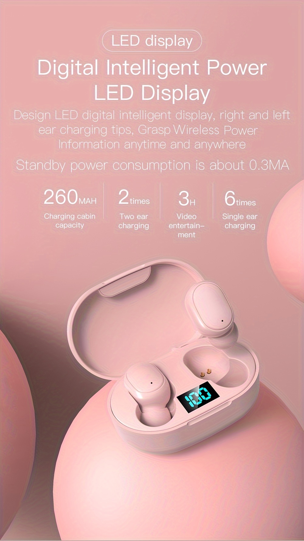 earphone tws wireless 5 3 earphone in ear earbuds digital display charging compartment binaural earphones details 3