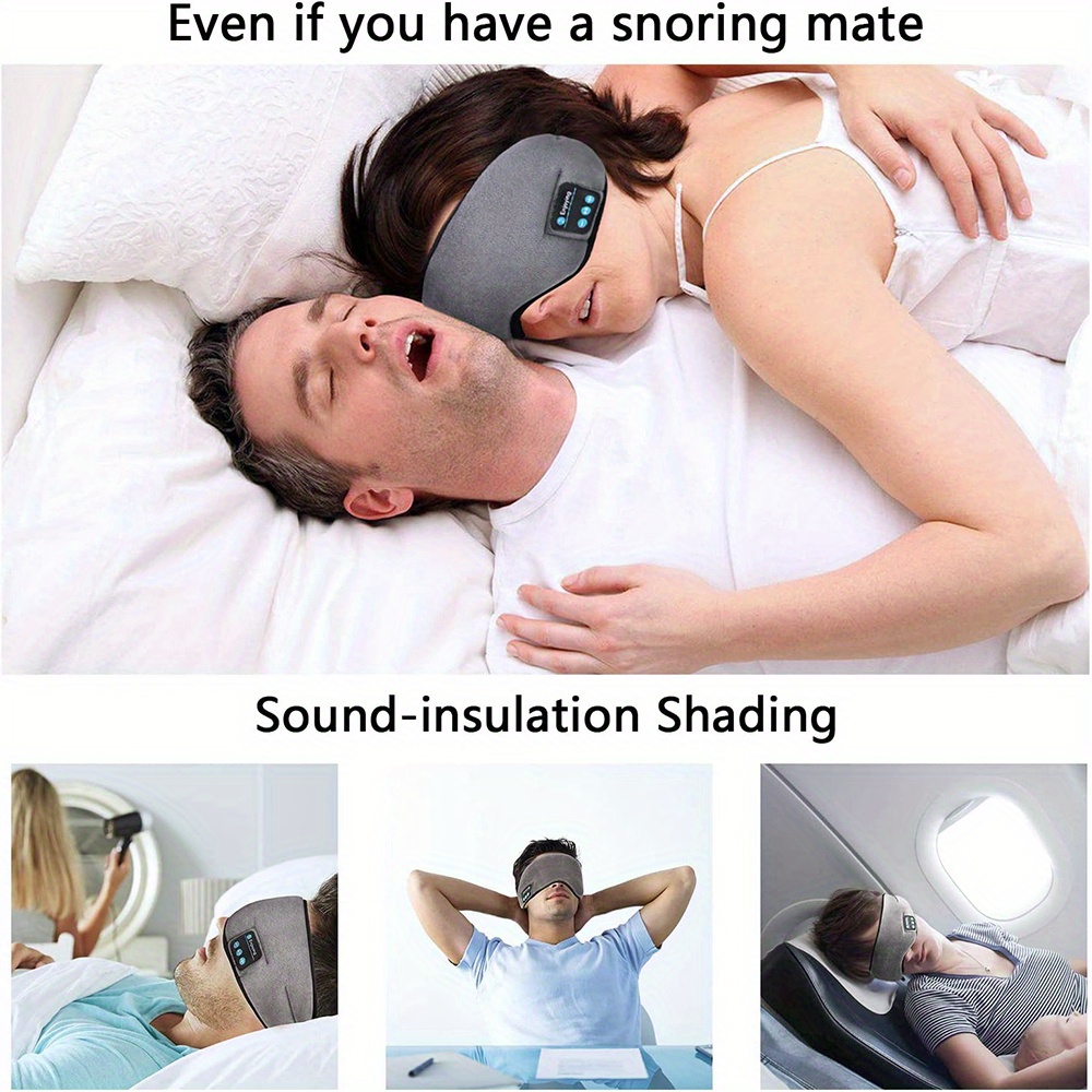 wireless sleep mask sleep headphones adjustable washable music travel sleeping headset with built in speakers microphone hands free for air travel siesta and sleeping details 3