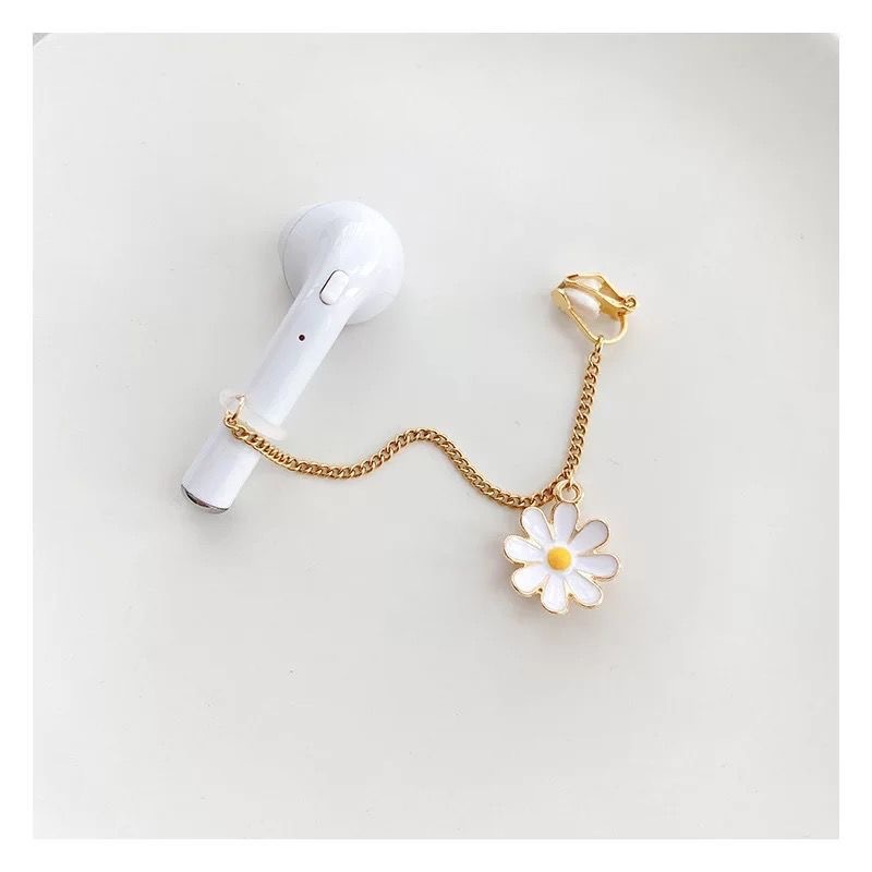 2 pcs chrysanthemum style headphones keep you safe loss proof earring wireless earphones protect the ear holder chain with non porous ear clips details 2