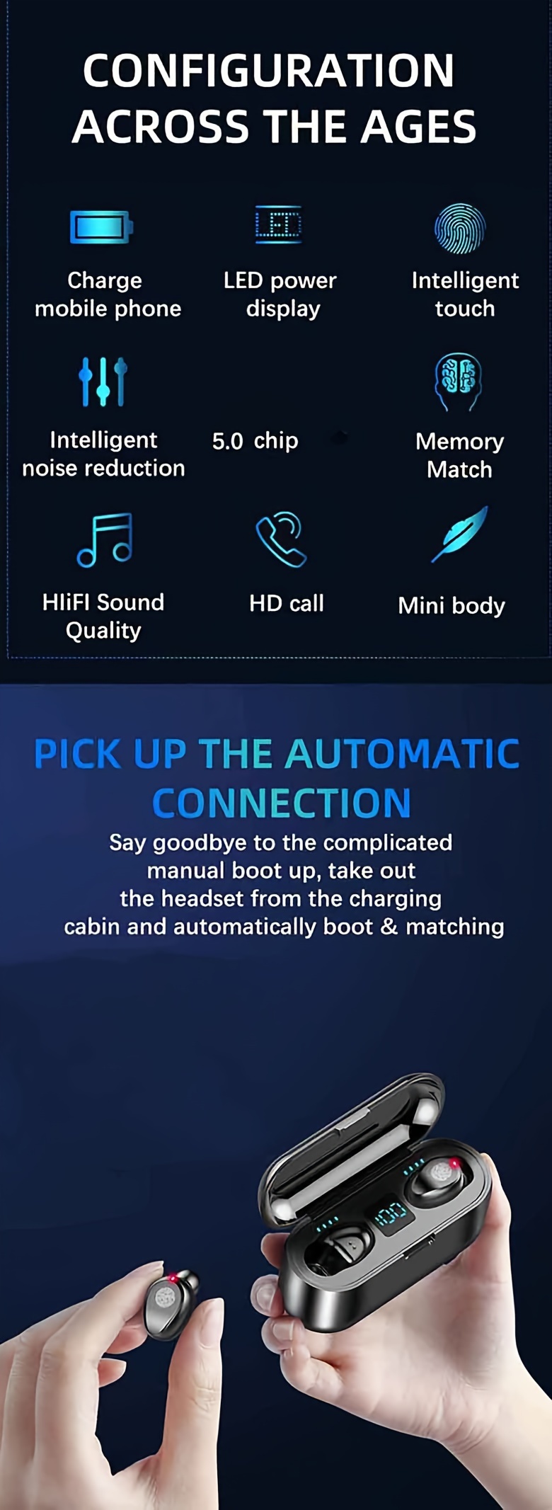 original wireless earbuds hifi music earphone with mic headphones sports waterproof headset 2022 new with mic for phone details 1