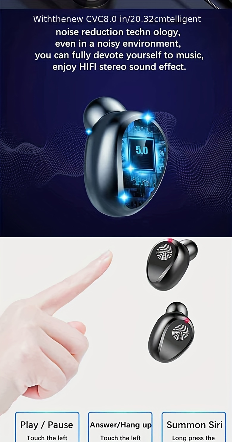 original wireless earbuds hifi music earphone with mic headphones sports waterproof headset 2022 new with mic for phone details 3