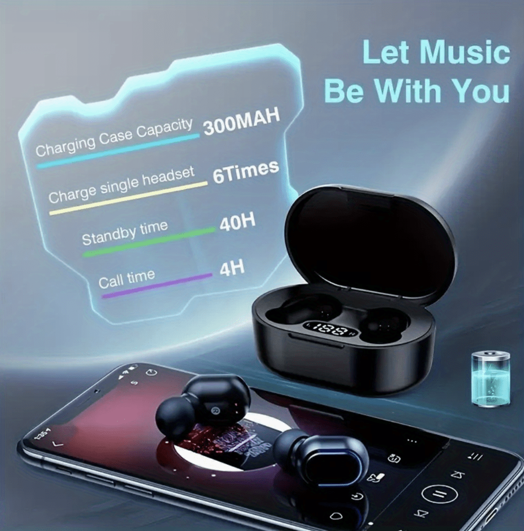 wireless headphones high audio quality immersive headphones with microphone tws wireless 5 0 ear buds with led battery display ipx5 waterpoorf in ear headphones for gaming meeting and sports details 1