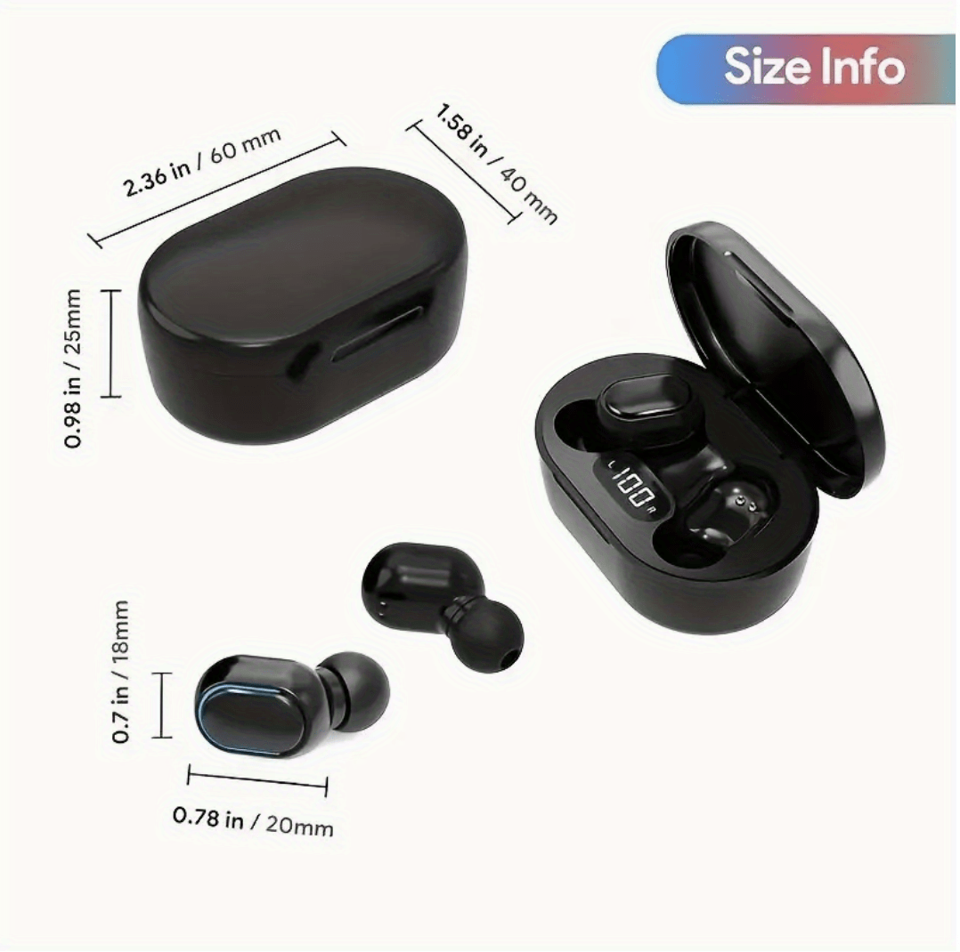 wireless headphones high audio quality immersive headphones with microphone tws wireless 5 0 ear buds with led battery display ipx5 waterpoorf in ear headphones for gaming meeting and sports details 4