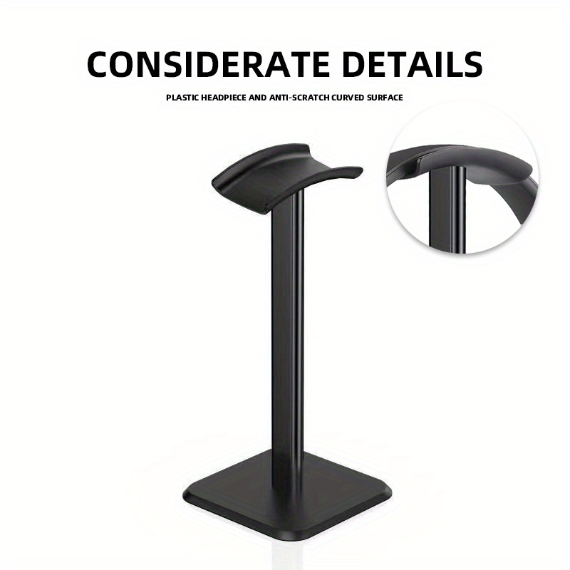 premium aluminum headphone stand camber shape design stable solid base fits all gaming headsets music earphones white black details 5