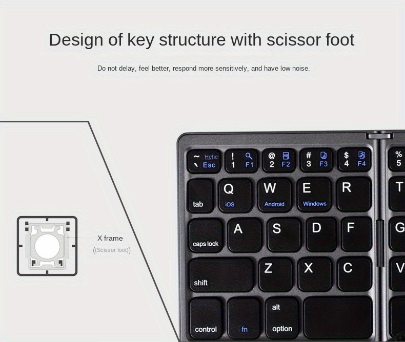 b033 wireless three fold keyboard computer office mute ultra thin portable keyboard three system details 3