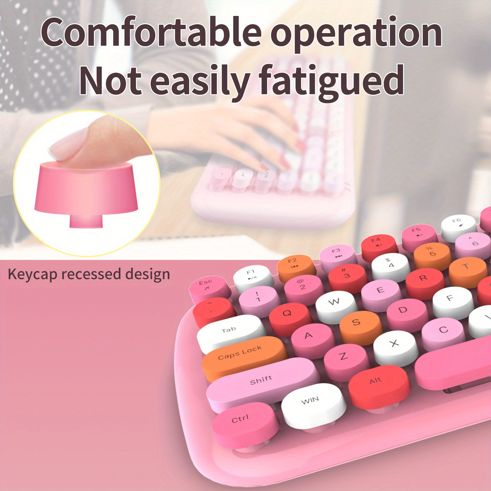 cofii candy xr wireless round keycap keyboard mouse set details 8