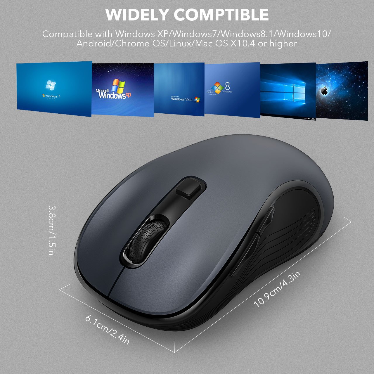 wireless mouse computer mouse wireless 2 4g usb cordless mouse with 3 adjustable dpi 6 buttons ergonomic portable silent mouse for laptop pc mac details 5