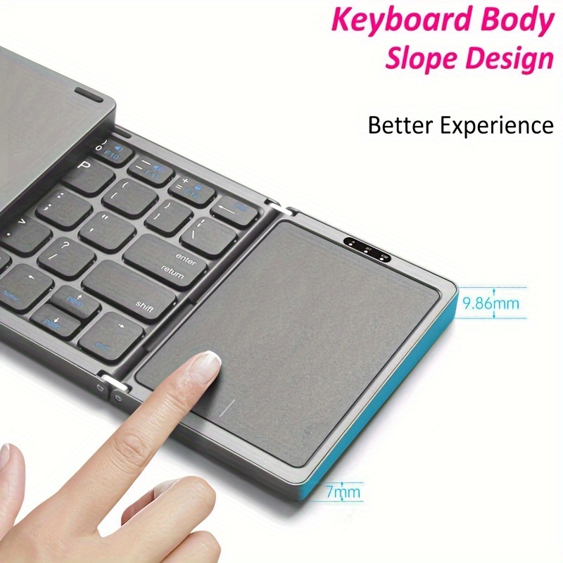 portable foldable mini wireless keyboard with touchpad compatible with windows android ios mac for tablets smartphones details 2