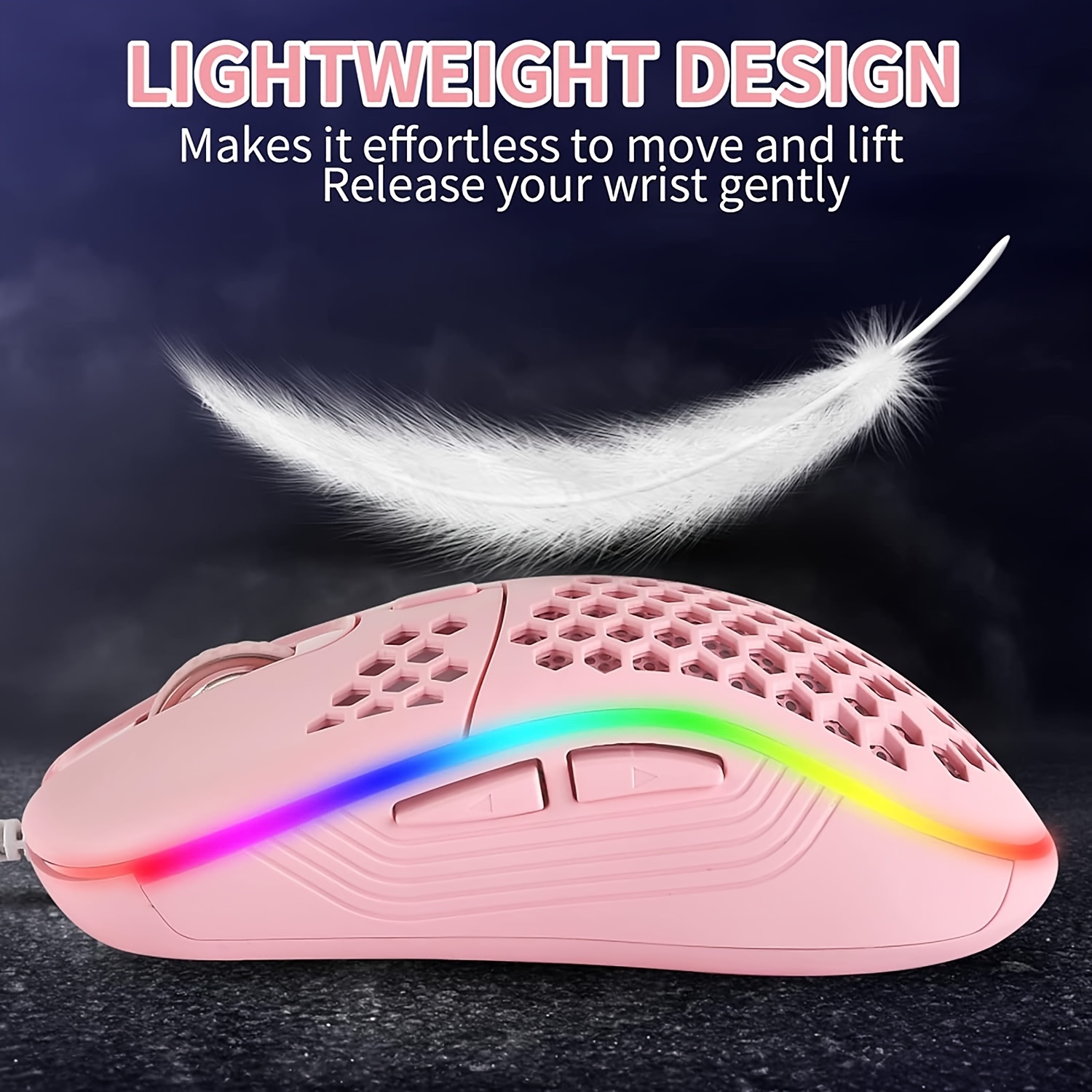 Honeycomb Wired Gaming Mouse, RGB Backlight And 7200 Adjustable DPI, Ergonomic And Lightweight USB Computer Wired Mouse With High Precision Sensor For PC & Laptop details 1