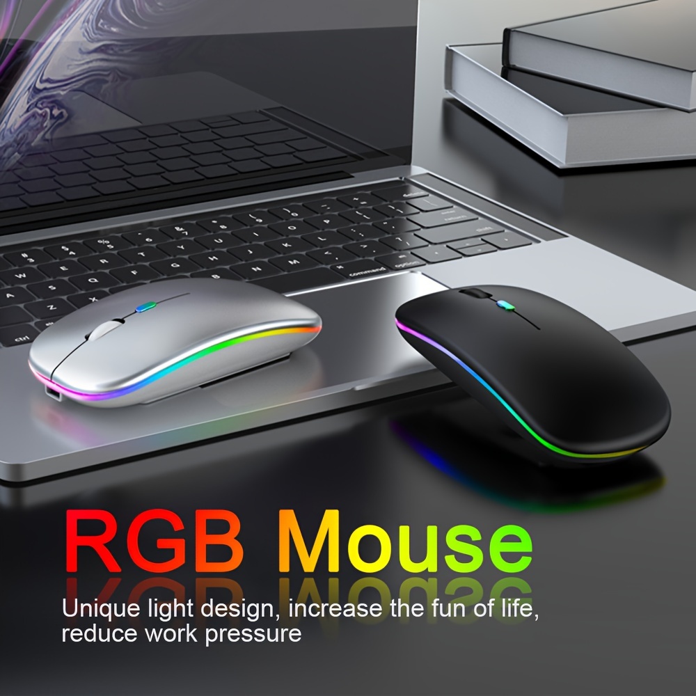 for laptop pc, rechargeable wireless mouse computer mouse ergonomic usb mouse silent mouse with backlight rgb mice for laptop pc details 0