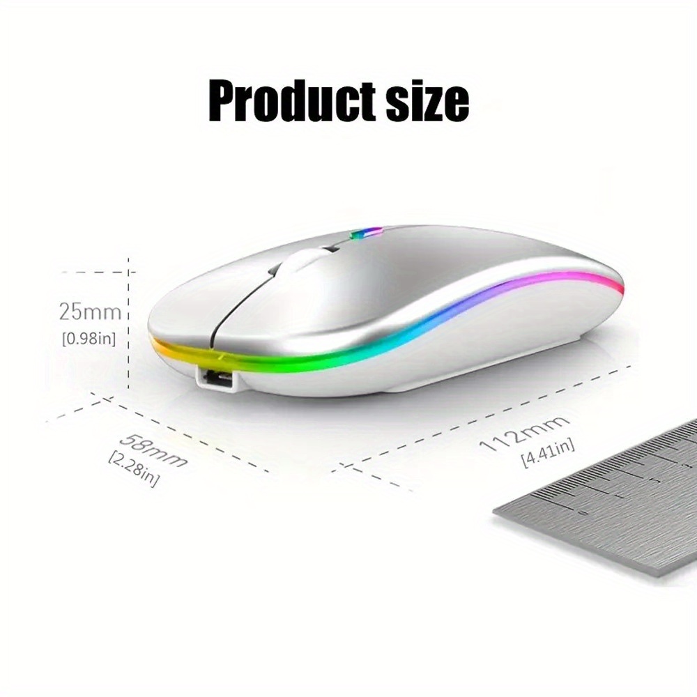 for laptop pc, rechargeable wireless mouse computer mouse ergonomic usb mouse silent mouse with backlight rgb mice for laptop pc details 2