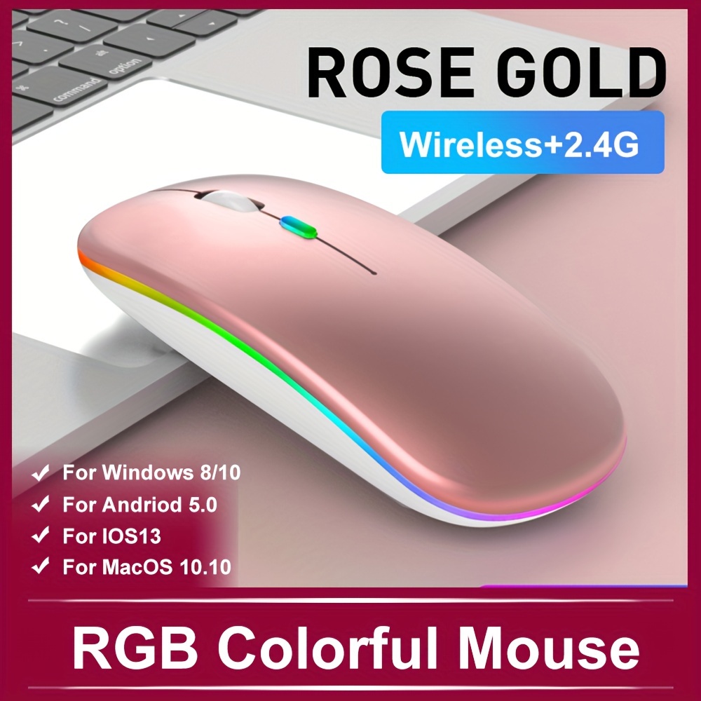 for laptop pc, rechargeable wireless mouse computer mouse ergonomic usb mouse silent mouse with backlight rgb mice for laptop pc details 6