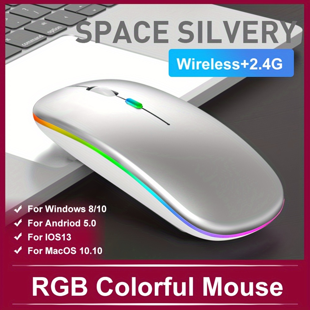 for laptop pc, rechargeable wireless mouse computer mouse ergonomic usb mouse silent mouse with backlight rgb mice for laptop pc details 8