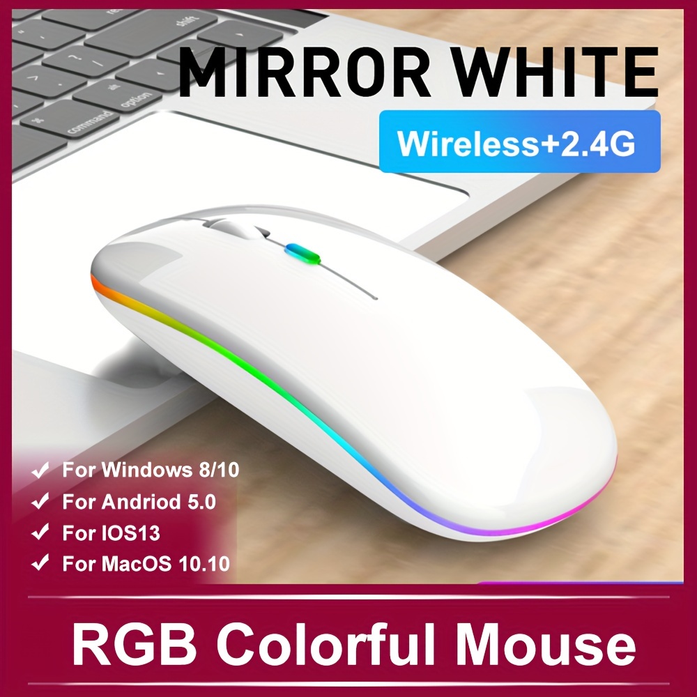 for laptop pc, rechargeable wireless mouse computer mouse ergonomic usb mouse silent mouse with backlight rgb mice for laptop pc details 9