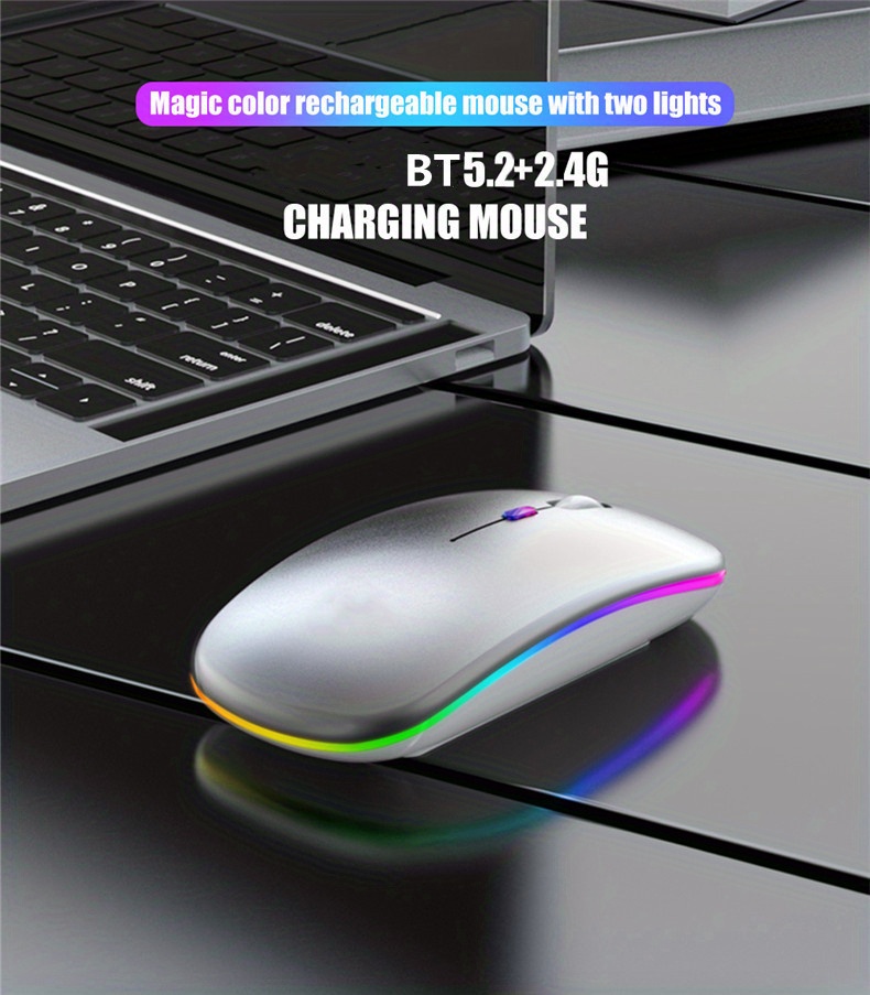 rechargeable 5 2 bt wireless mouse compatible with macbook air xiaomi pro mouse matebook laptop ipad tablet matepad details 1