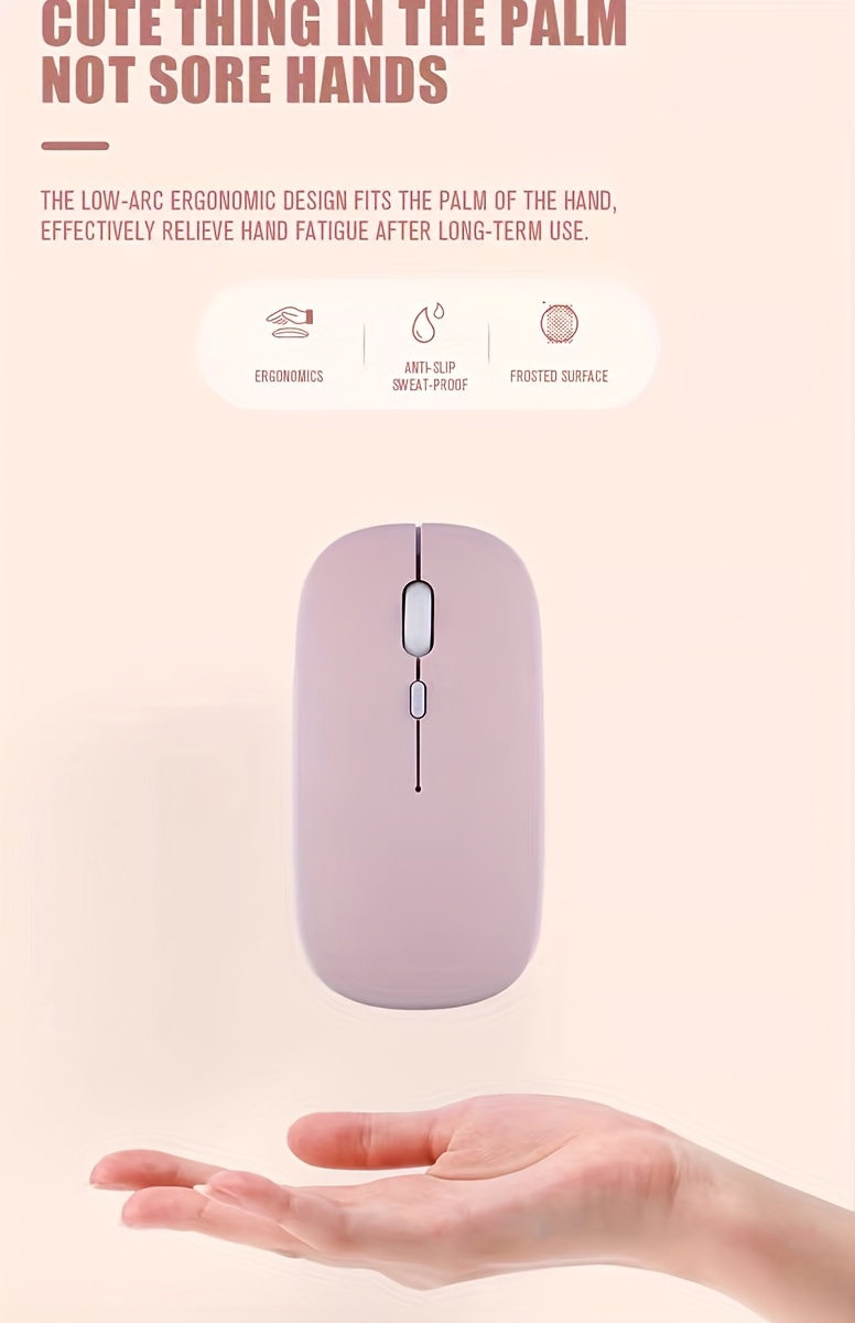 plain color rechargeable wireless mouse 1600 dpi usb suitable for macbook pro air laptop desktop computer suitable for mac ipad iphone tablet mobile phone for windows android portable silent 2 4g dual modes mouse details 2