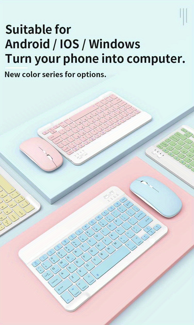 wireless keyboard and mouse set mini portable mute keyboard charging suitable for ipad tablet laptop office computer keyboard details 0