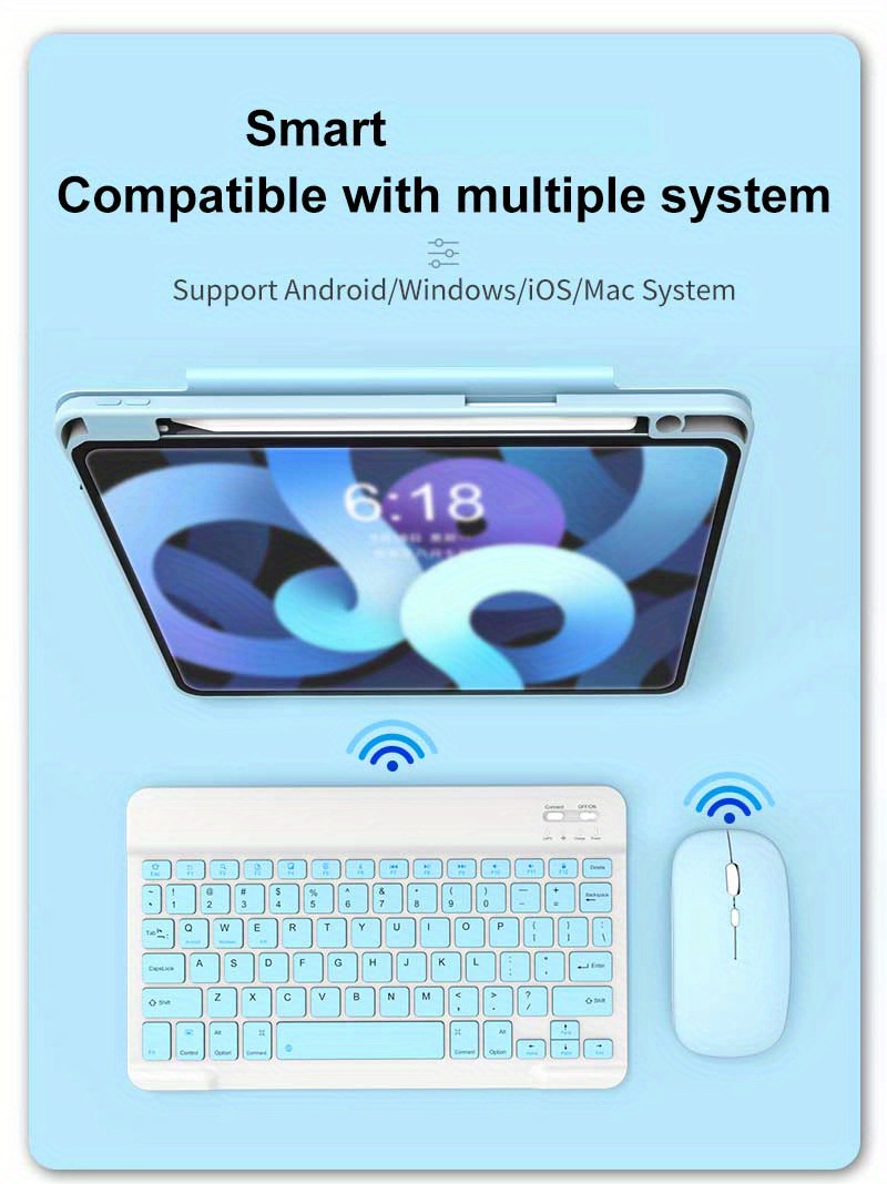 wireless keyboard and mouse set mini portable mute keyboard charging suitable for ipad tablet laptop office computer keyboard details 2