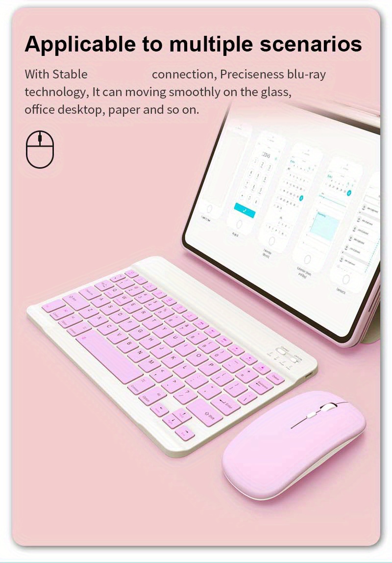 wireless keyboard and mouse set mini portable mute keyboard charging suitable for ipad tablet laptop office computer keyboard details 3