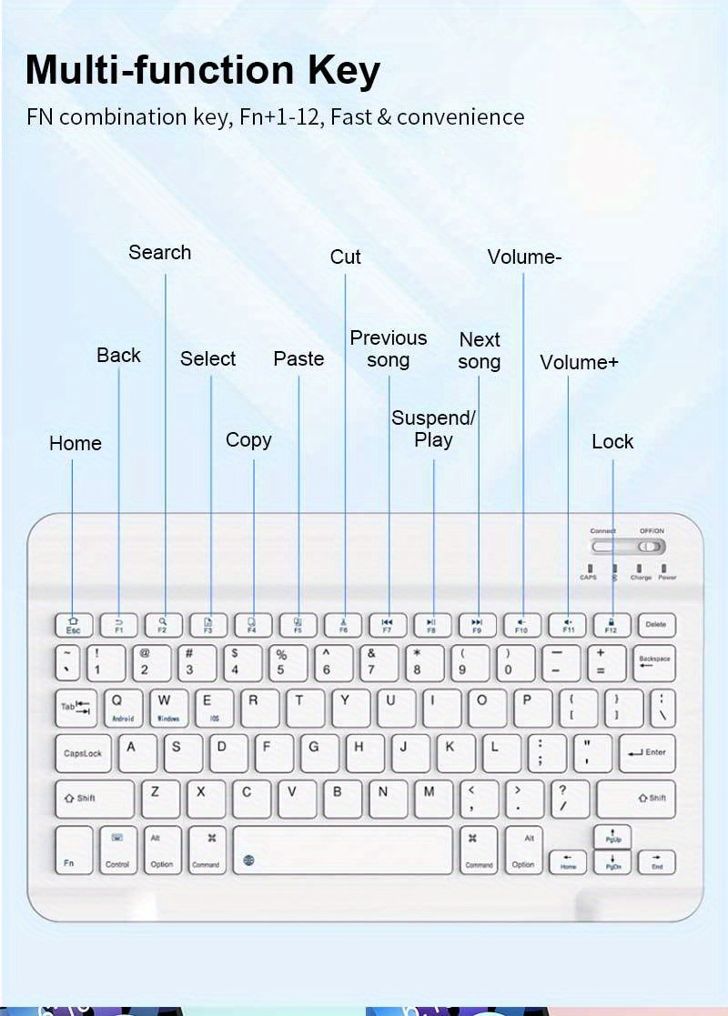 wireless keyboard and mouse set mini portable mute keyboard charging suitable for ipad tablet laptop office computer keyboard details 6