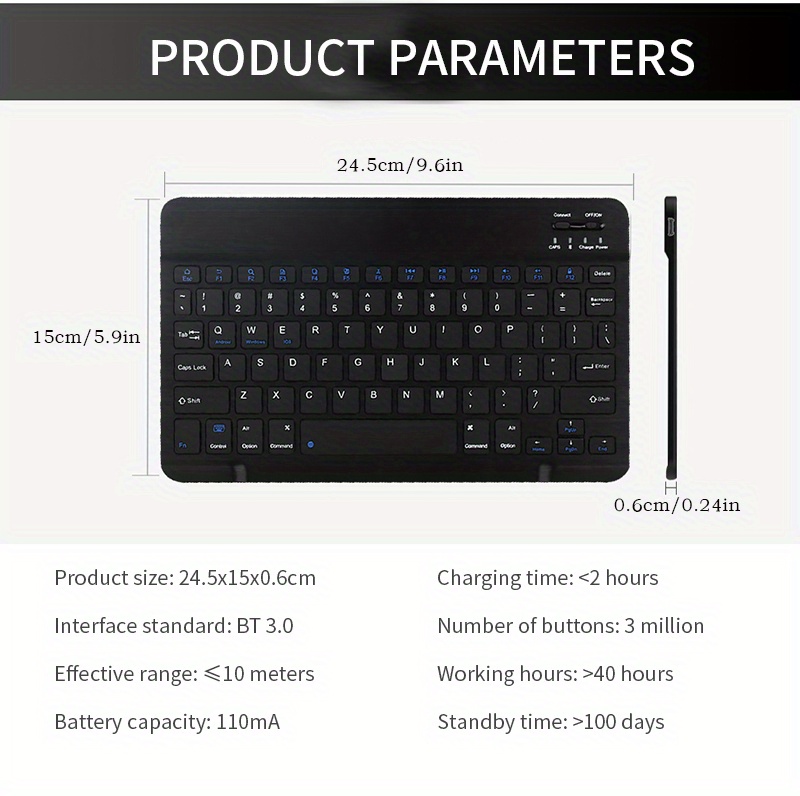 wireless keyboard and mouse set mini portable mute keyboard charging suitable for ipad tablet laptop office computer keyboard details 8